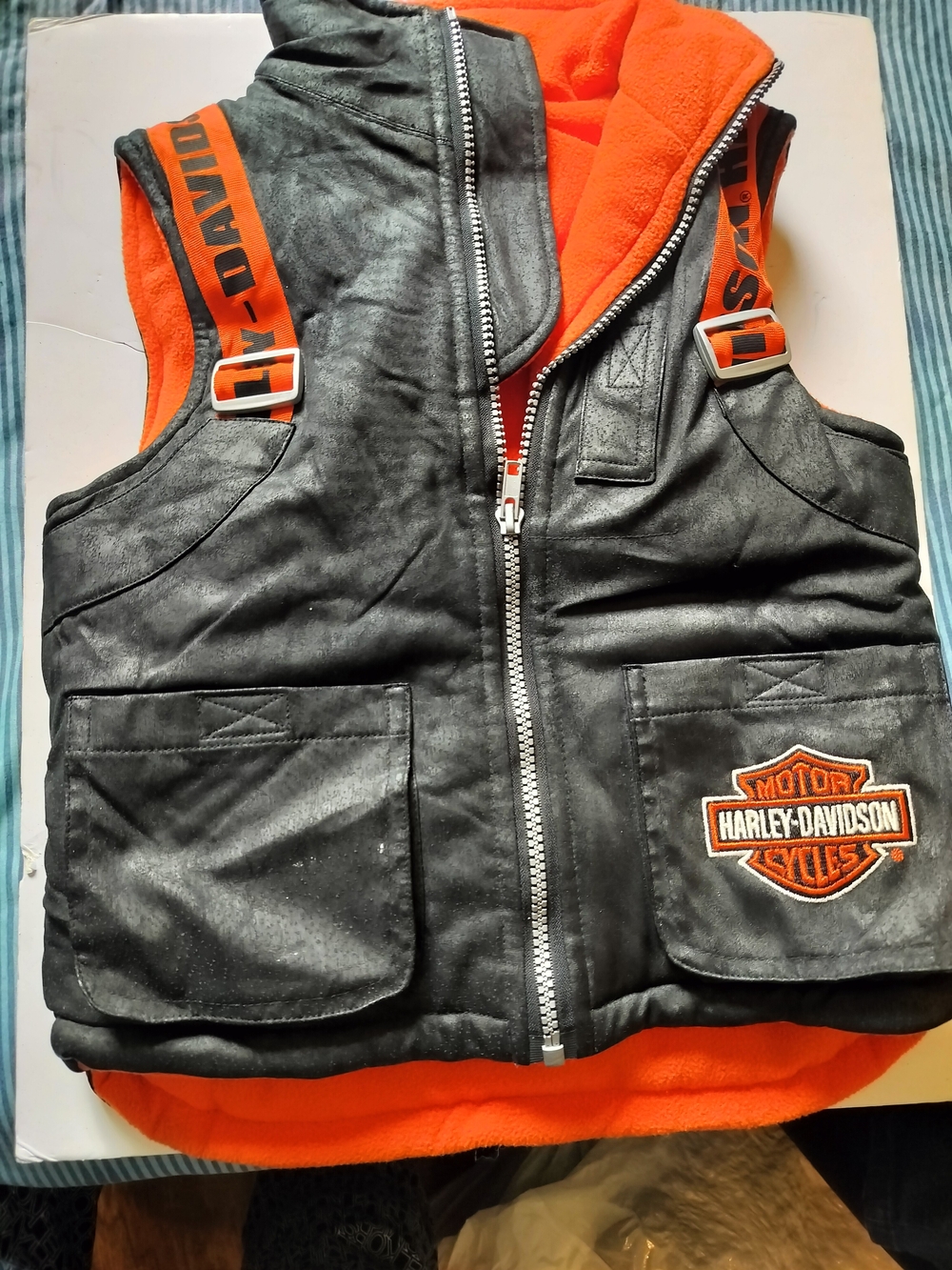 Harley-Davidson Kids Black & Orange Hooded Vest